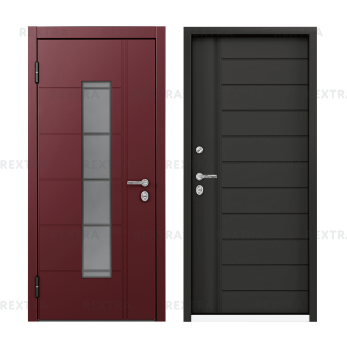 Дверь металлическая Термо РР Стекло, 950 мм, левая, цвет серый