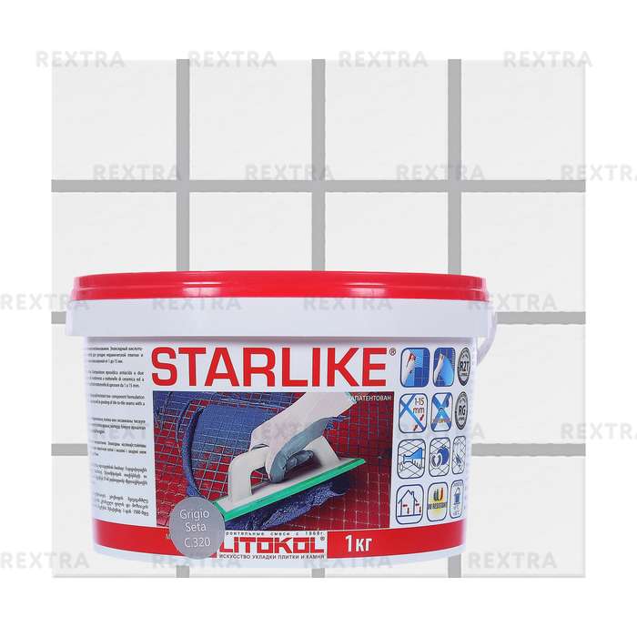 Затирка эпоксидная Starlike C.320, 1 кг, цвет серый шёлк