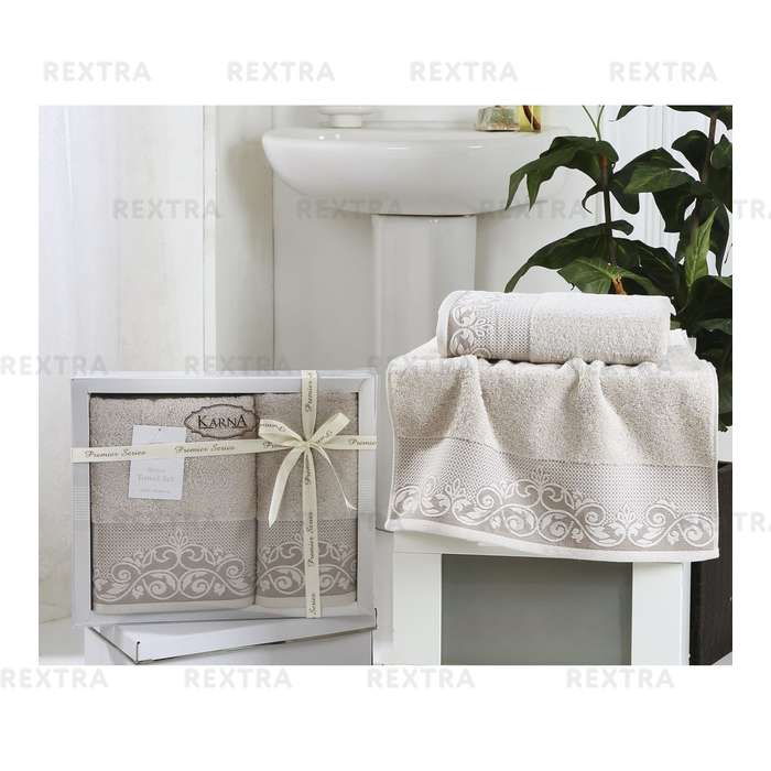 Набор полотенец для ванной комнаты KARNA Beyza 2шт 2410/CHAR006