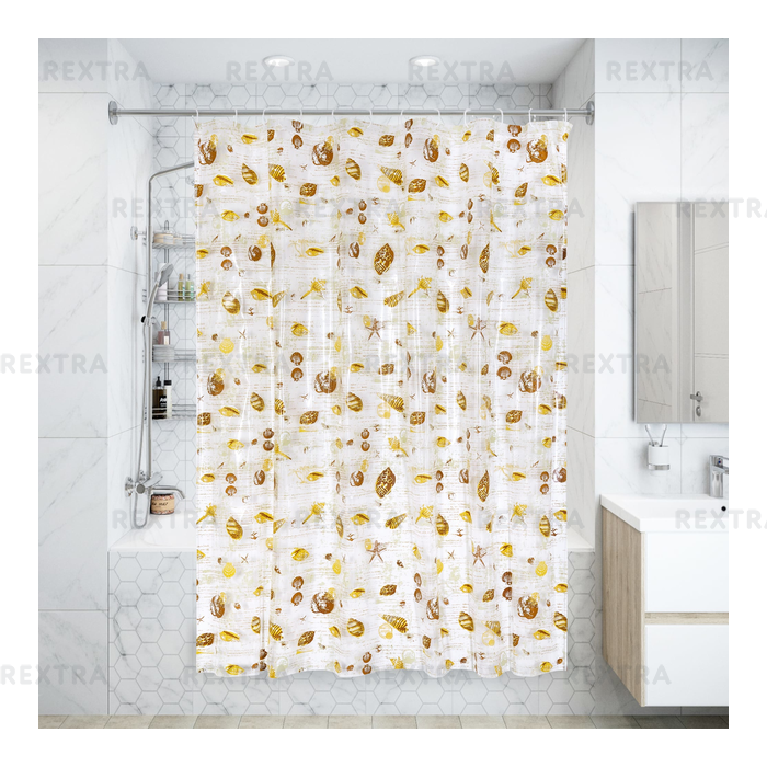 Штора для ванной комнаты «Ракушки» 180x180 см цвет бежевый