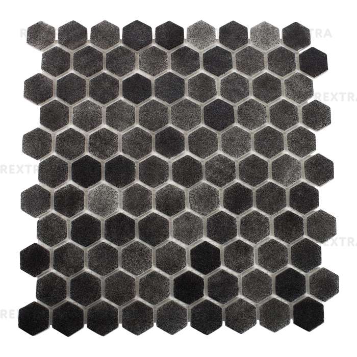 Мозаика стеклянная Hex Antislip 31.7х30.7 см цвет черный