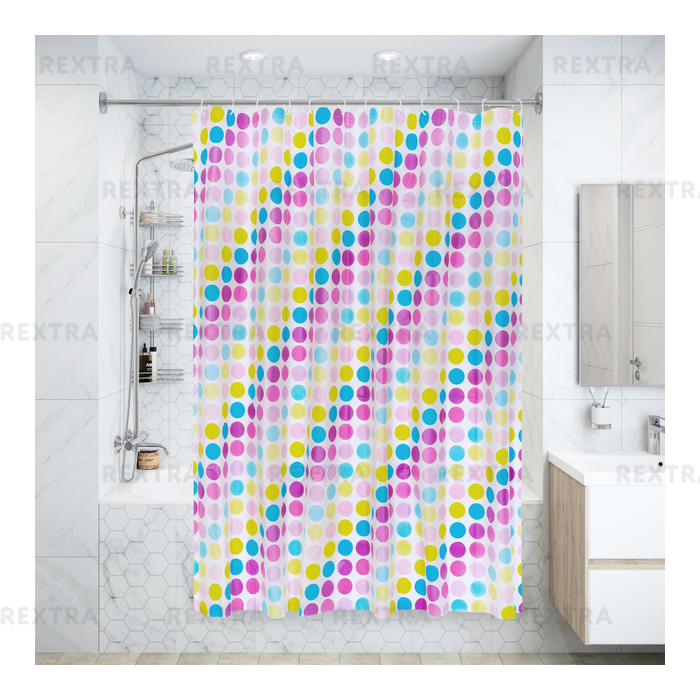 Штора для ванной комнаты «Цветной тетрис» 180x180 см цвет белый