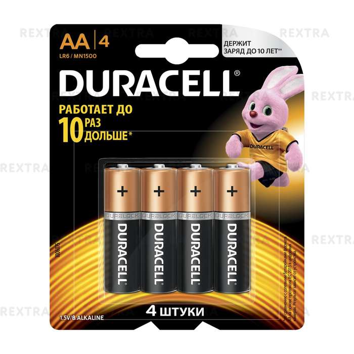 Батарейка алкалиновая Duracell Basic АА 4 шт.