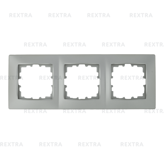 Рамка Lexman Виктория, сферическая, 3 поста, цвет матовое серебро