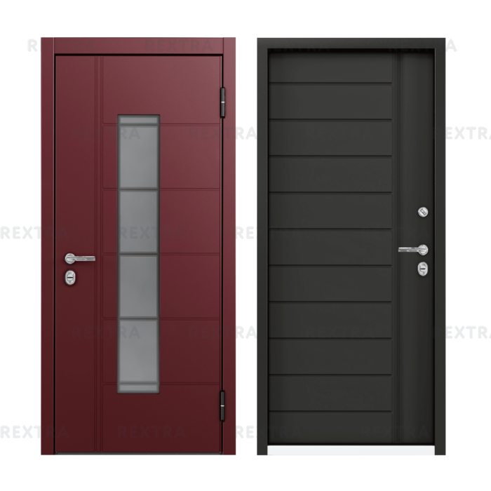 Дверь металлическая Термо РР Стекло, 880 мм, правая, цвет серый