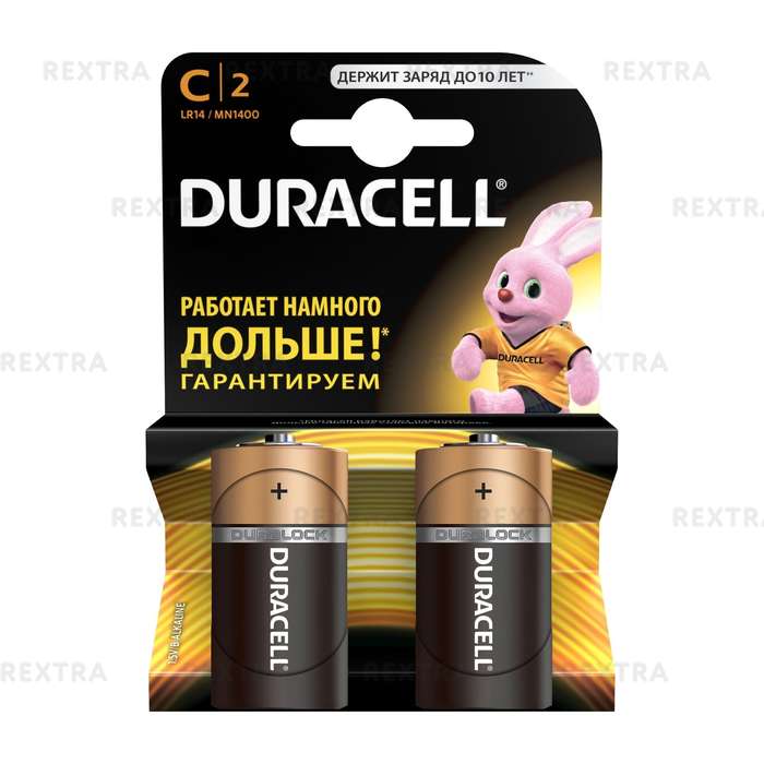 Батарейка алкалиновая Duracell Basic C, 2 шт.