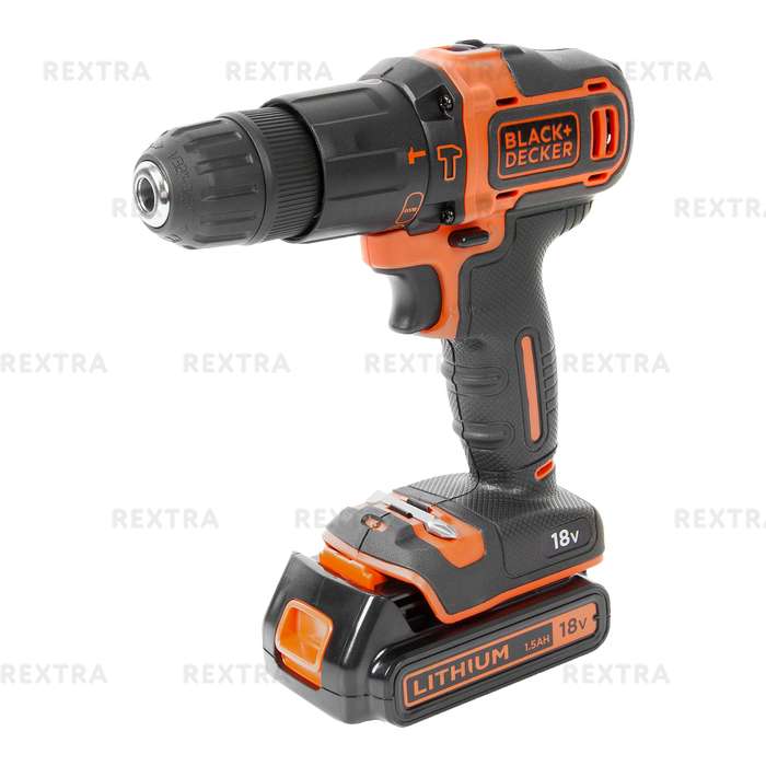 Дрель-шуруповерт аккумуляторная ударная Black&Decker BDCHD18, 18 В Li-ion 2х1.5 Ач