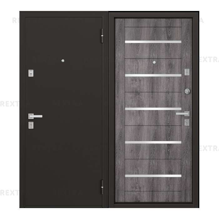 Дверь металлическая Гросс Техно, 960 мм, правая, цвет дуб серебристый
