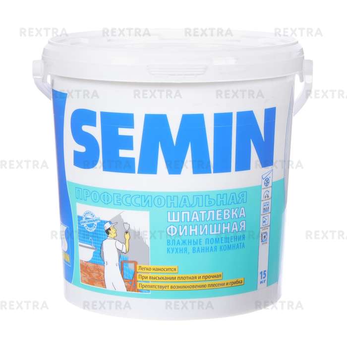 Шпатлевка финишная для влажных помещений Semin 15 кг