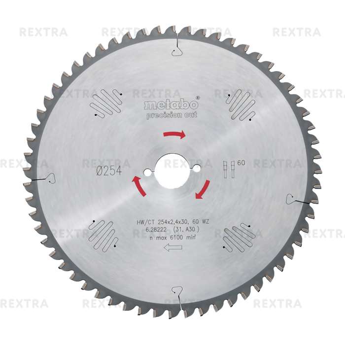 Пильный диск Metabo Precision Cut HW/CT 220x30, 48 DZ/HZ, передний угол 10° (628043000)