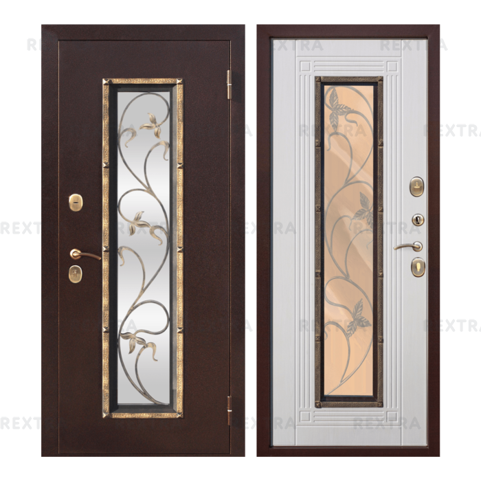 Дверь входная металлическая Плющ, 860 мм, правая, цвет белый ясень