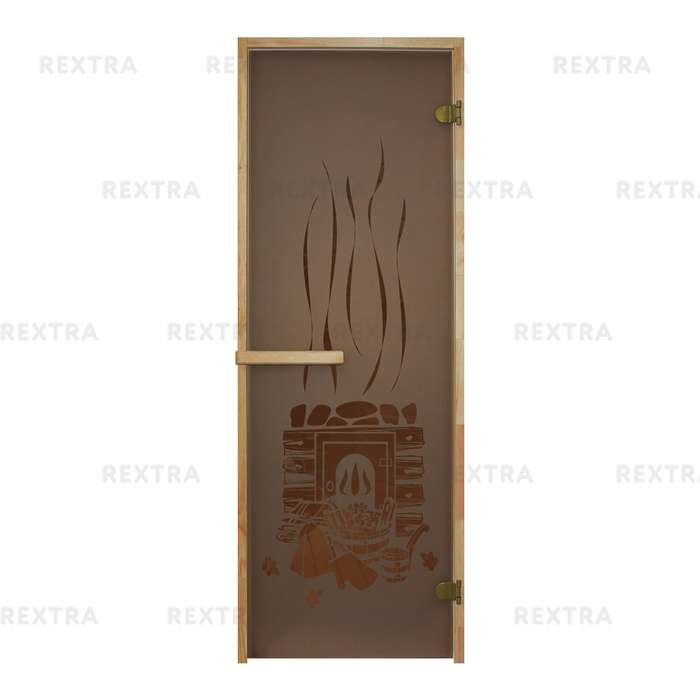 Дверь для сауны, 69х189 см, цвет бронза с рисунком