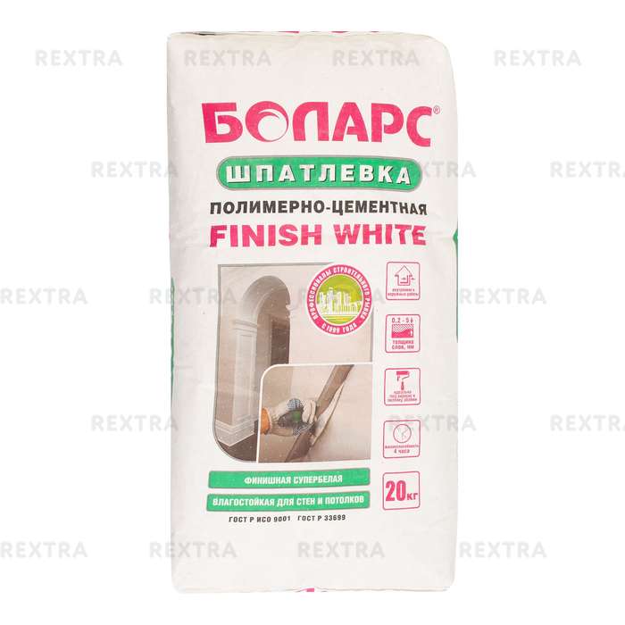 Шпаклевка полимерно-цементная Finish White 20 кг