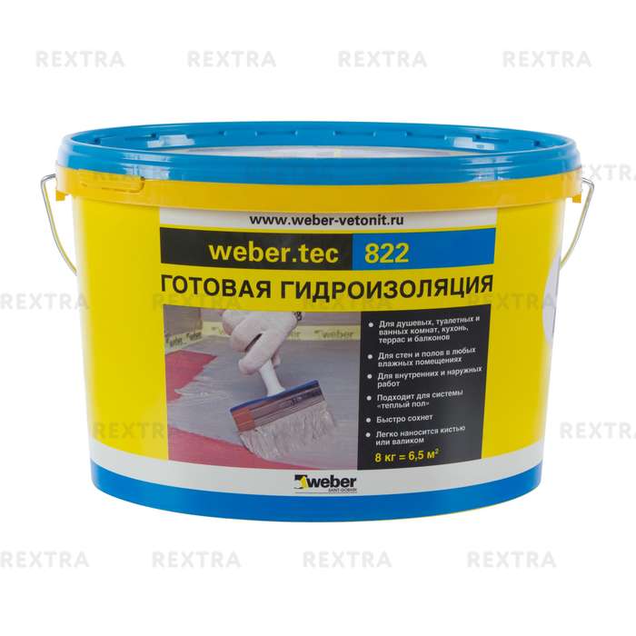 Мастика для гидроизоляции Weber Vetonit Weber.Tec 822, цвет серый