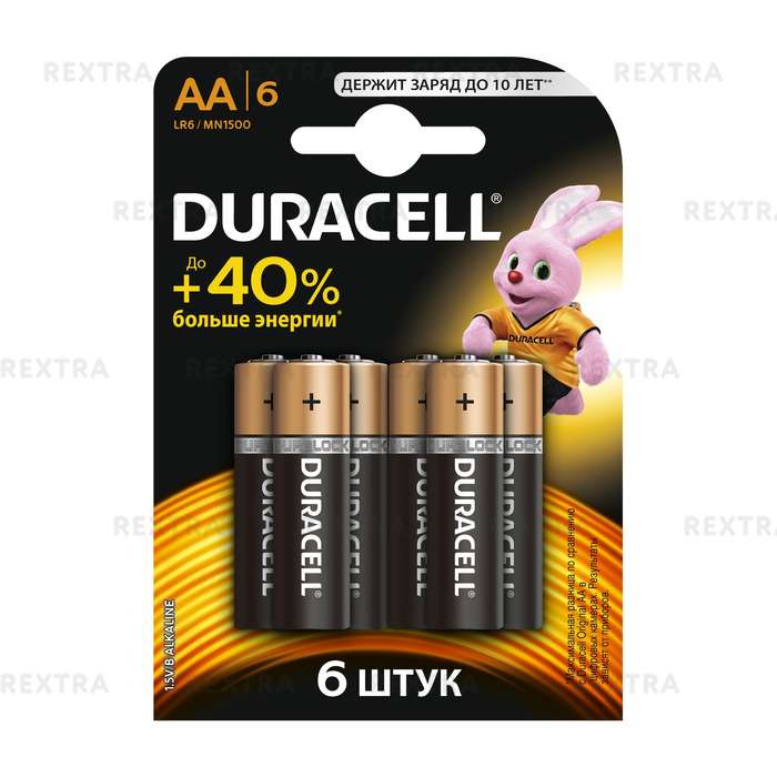 Батарейка алкалиновая Duracell Basic LR6-6BL АА 6шт.