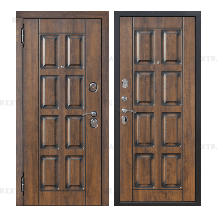 Дверь входная металлическая Мюнхен, 860 мм, левая, цвет грецкий орех/патина