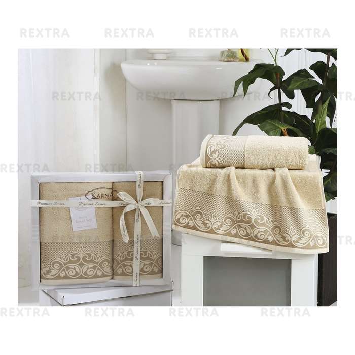 Набор полотенец для ванной комнаты KARNA Beyza 2шт 2410/CHAR001