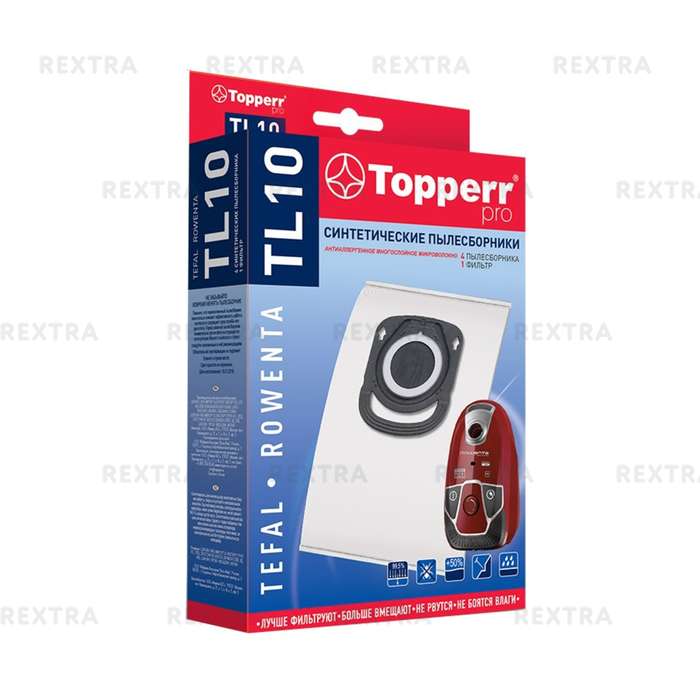 Пылесборники Topperr TL 10 4шт + фильтр для пылесосов Tefal, Rowenta