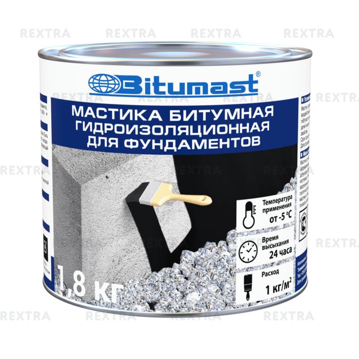 Мастика битумная для фундамента, 1.8 кг