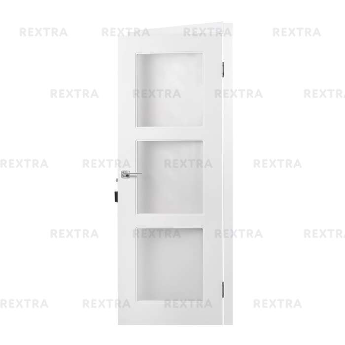 Дверь межкомнатная остеклённая с замком и петлями в комплекте Британия 80x200 см цвет белый