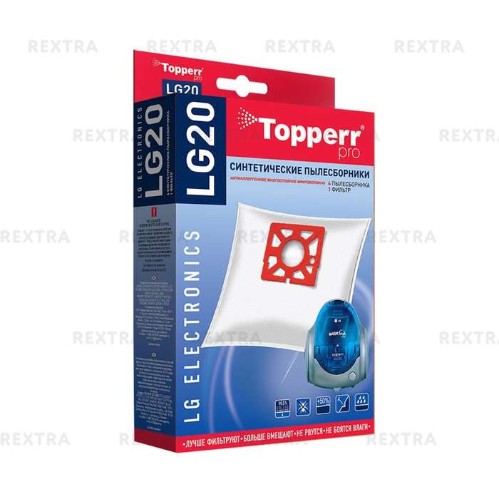 Пылесборники Topperr LG 20 4шт + фильтр для пылесосов LG Electronics