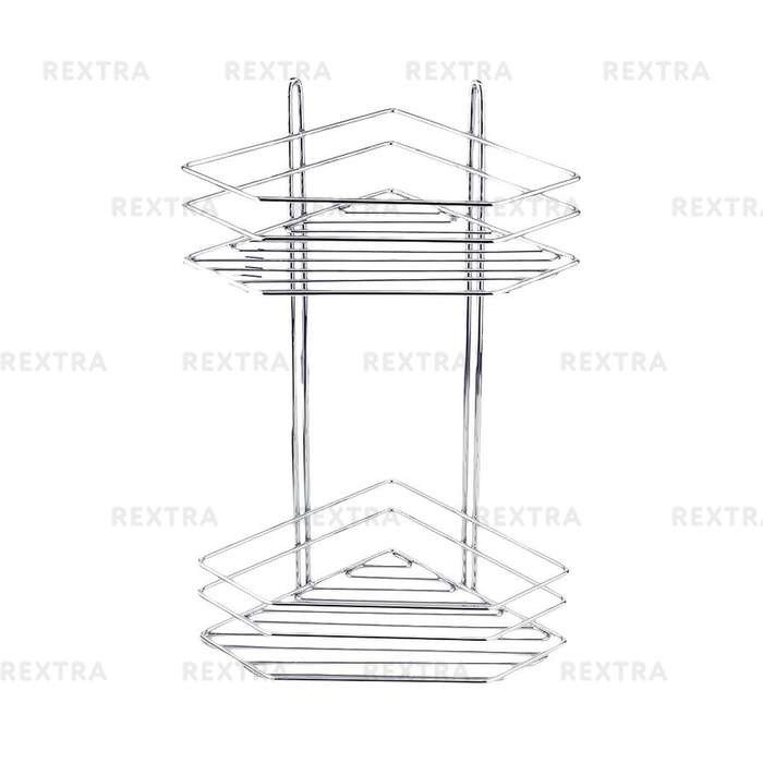 Полка для ванной комнаты двухъярусная угловая хром