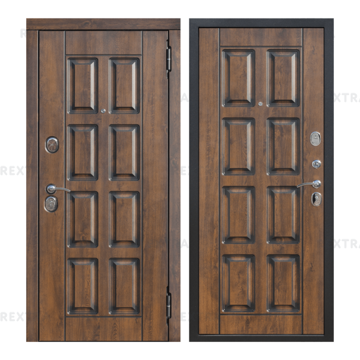 Дверь входная металлическая Мюнхен, 860 мм, правая, цвет грецкий орех/патина