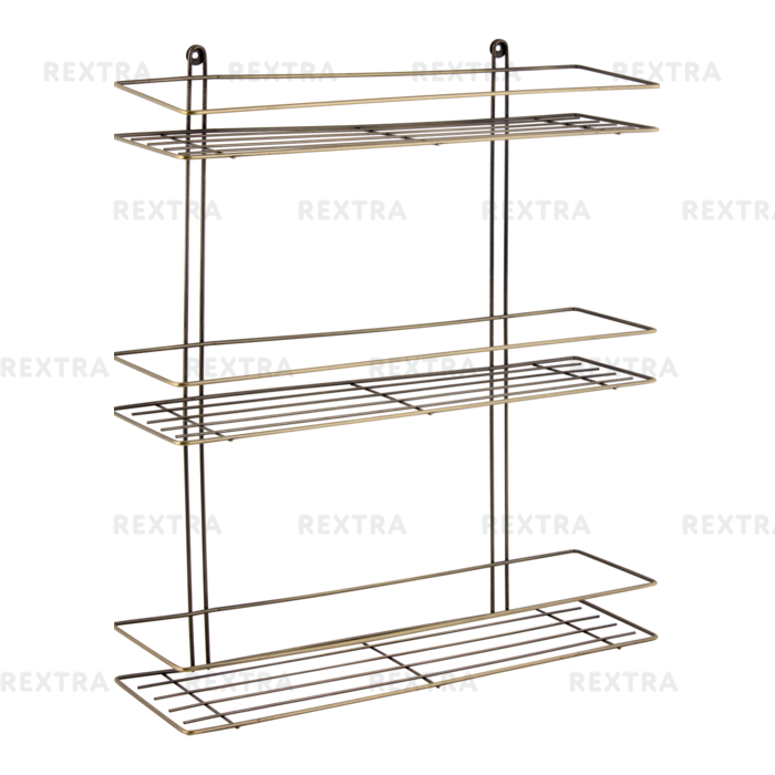Полка для ванной комнаты Антик трехъярусная прямая цвет бронза
