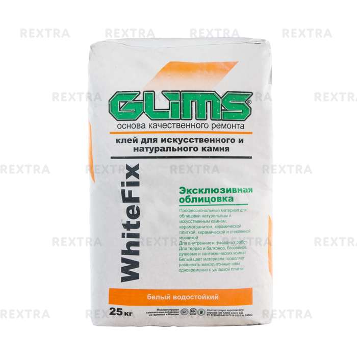 Клей для натурального камня Glims WhiteFix, 25 кг