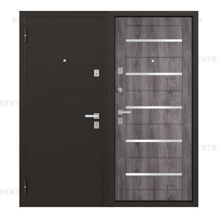 Дверь металлическая Гросс Техно, 960 мм, левая, цвет дуб серебристый