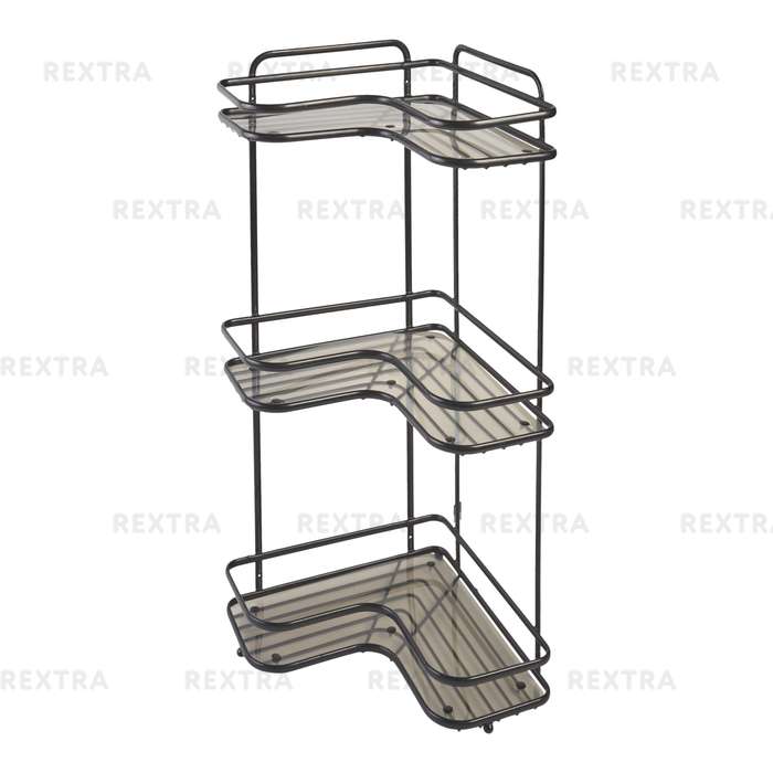 Полка для ванной комнаты Termo SWR-1004 трёхъярусная угловая, металл, цвет чёрный