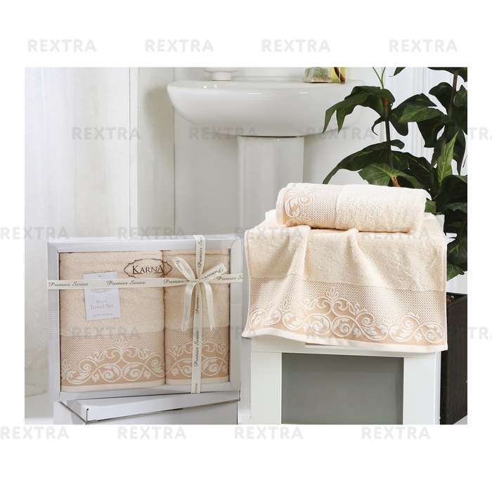 Набор полотенец для ванной комнаты KARNA Beyza 2шт 2410/CHAR005