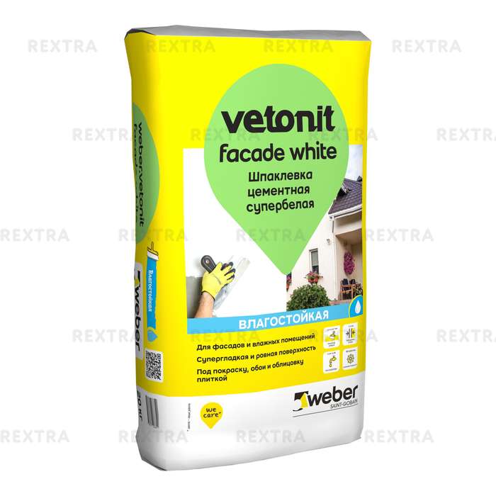 Шпаклёвка цементная финишная Weber Vetonit Facade white 20 кг