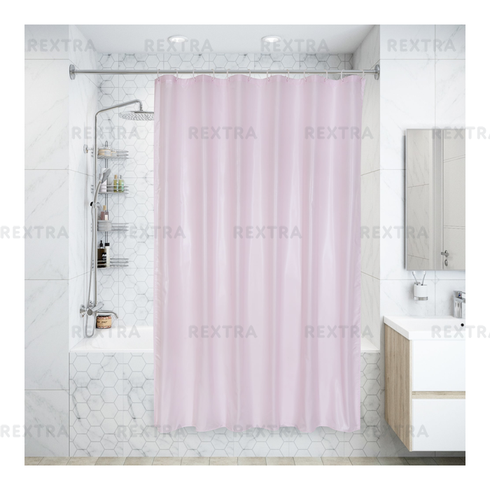 Штора для ванны Brillar pink, 180х200 см, полиэстер, цвет розовый