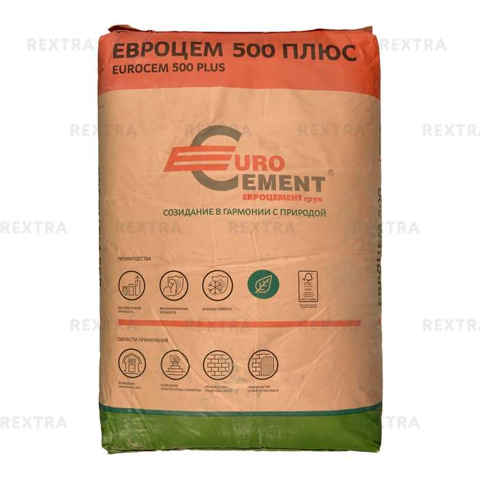 Цемент Евроцемент М500 ЦЕМ I 42.5 50 кг
