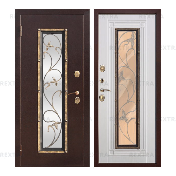 Дверь входная металлическая Плющ, 960 мм, левая, цвет белый ясень