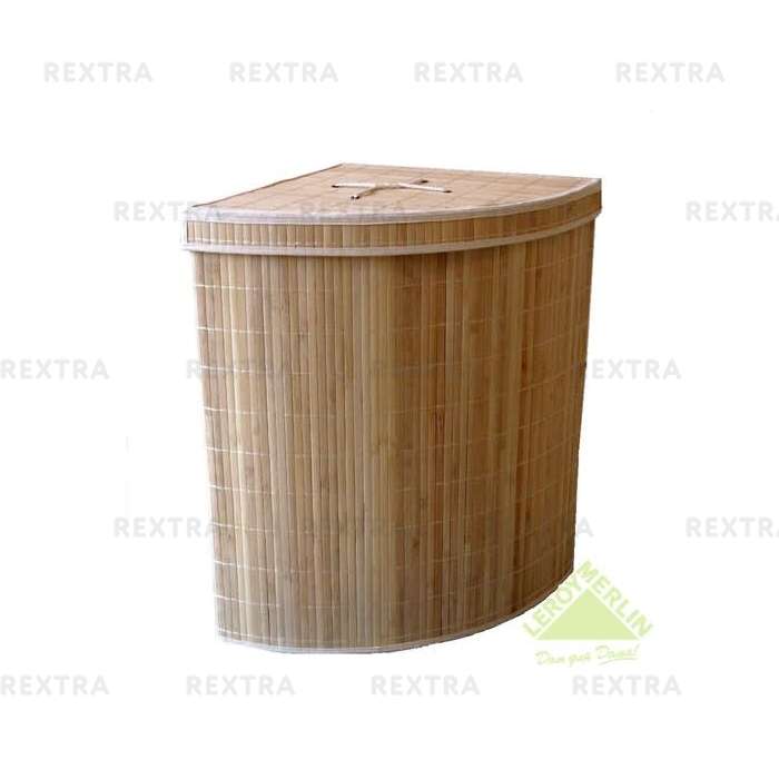 Корзина для белья Storidea складная угловая с крышкой и чехлом бамбук/ткань цвет коричневый