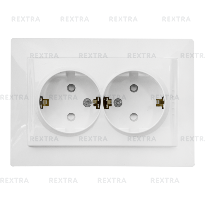 Розетка Schneider Electric Unica, 2 разъема с заземлением, со шторками, цвет белый