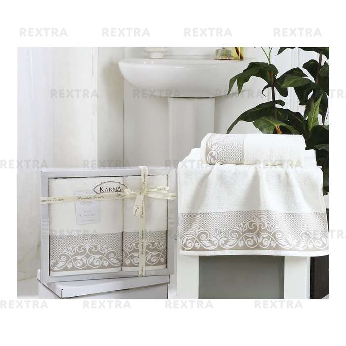 Набор полотенец для ванной комнаты KARNA Beyza 2шт 2410/CHAR002