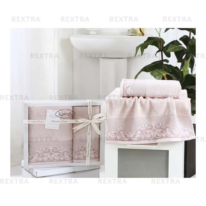 Набор полотенец для ванной комнаты KARNA Beyza 2шт 2410/CHAR004