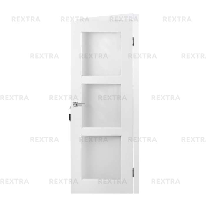 Дверь межкомнатная остеклённая с замком и петлями в комплекте Британия 60x200 см цвет белый