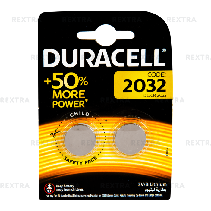 Батарейка литиевая Duracell CR2032, 2 шт.