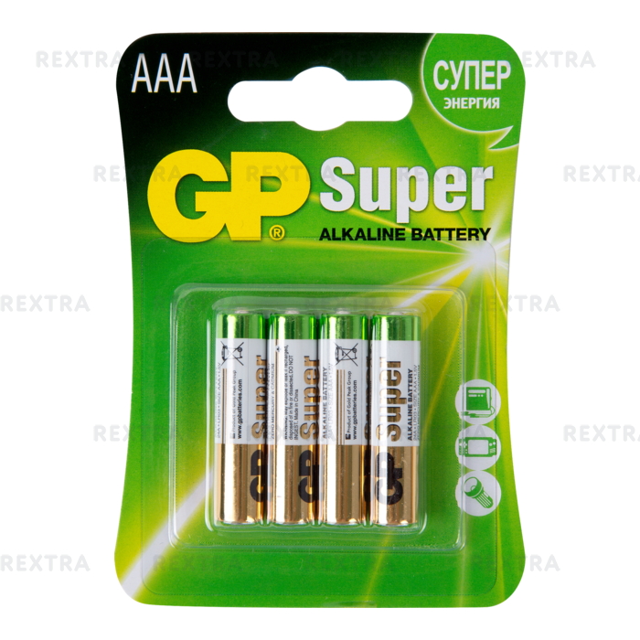 Батарейка алкалиновая GP AAA 24 А 4 шт.