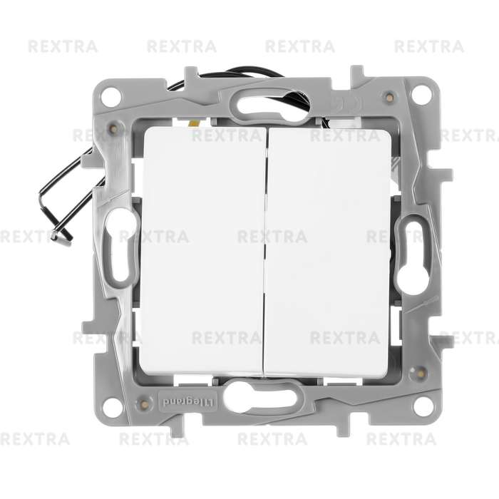 Выключатель Legrand Etika, 2 клавиши, с подсветкой, цвет белый