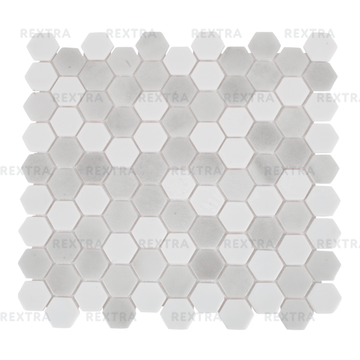 Мозаика стеклянная Hex 31.7х30.7 см цвет белый/серый