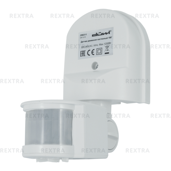 Датчик движения накладной, радиус действия 6 метров, 180 градусов, 1100 Вт, цвет белый, IP44