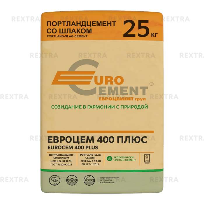Цемент Евроцемент М400 ЦЕМ II/А-Ш 32.5 Н 25 кг