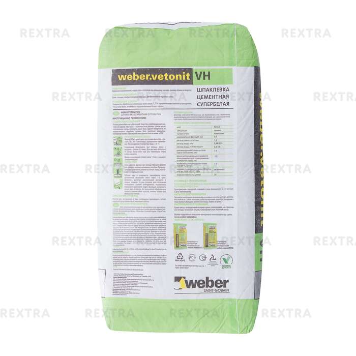 Шпаклёвка Weber.vetonit Facade, цвет белый, 20 кг