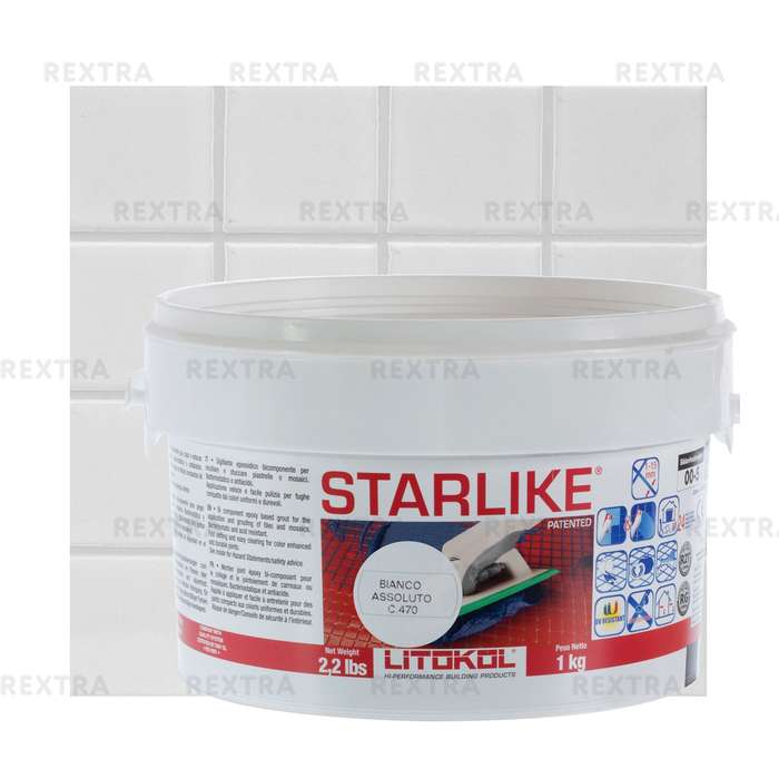 Затирка эпоксидная Litochrom Starlike C470, 1 кг, цвет белый