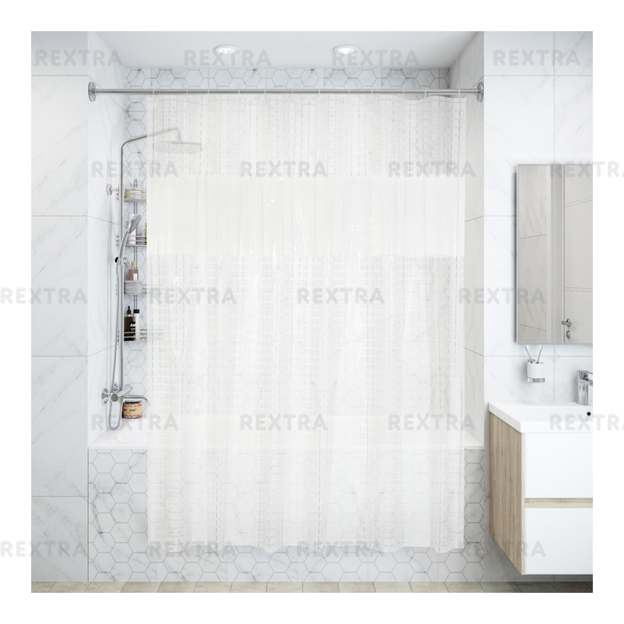 Штора для ванной комнаты «Белая плитка» 180x180 см цвет белый